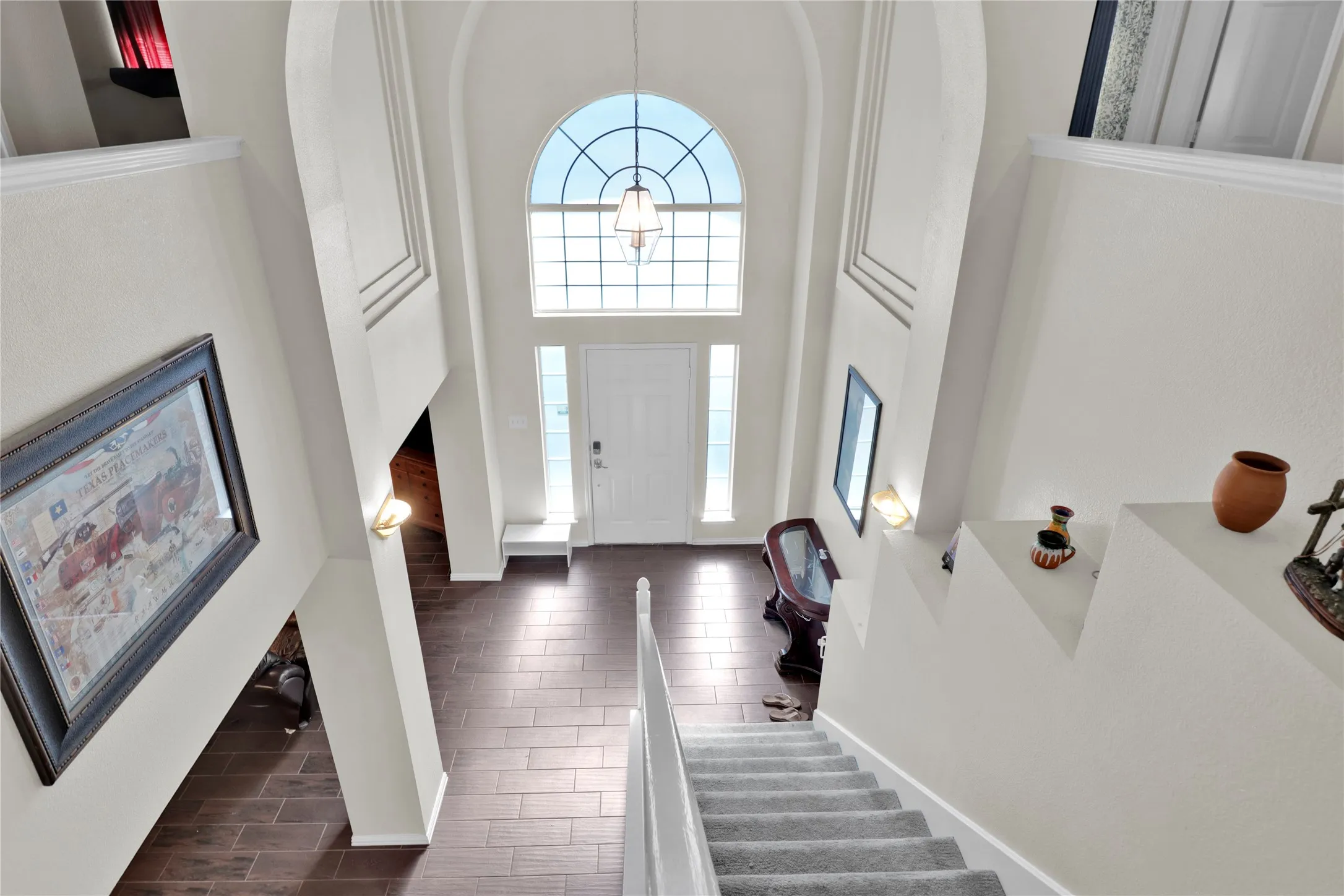 View from upstairs of entry.