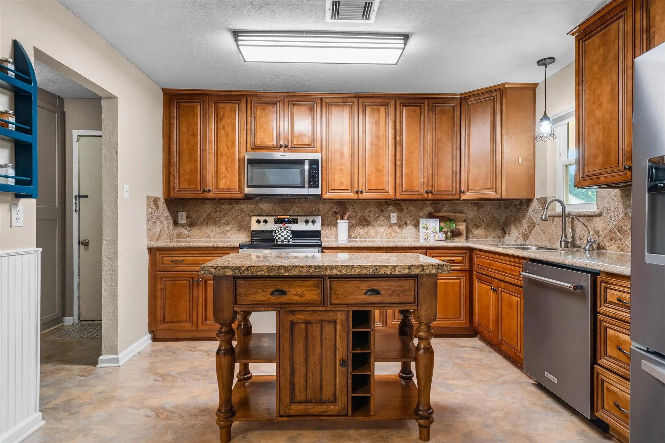 The island adds prep space.