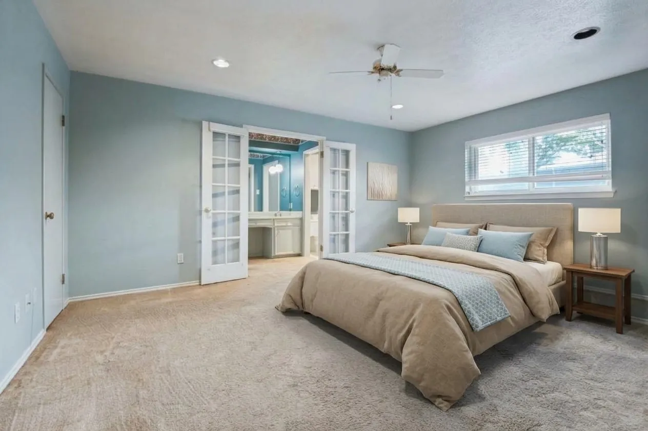 Primary bedroom has been virtually staged