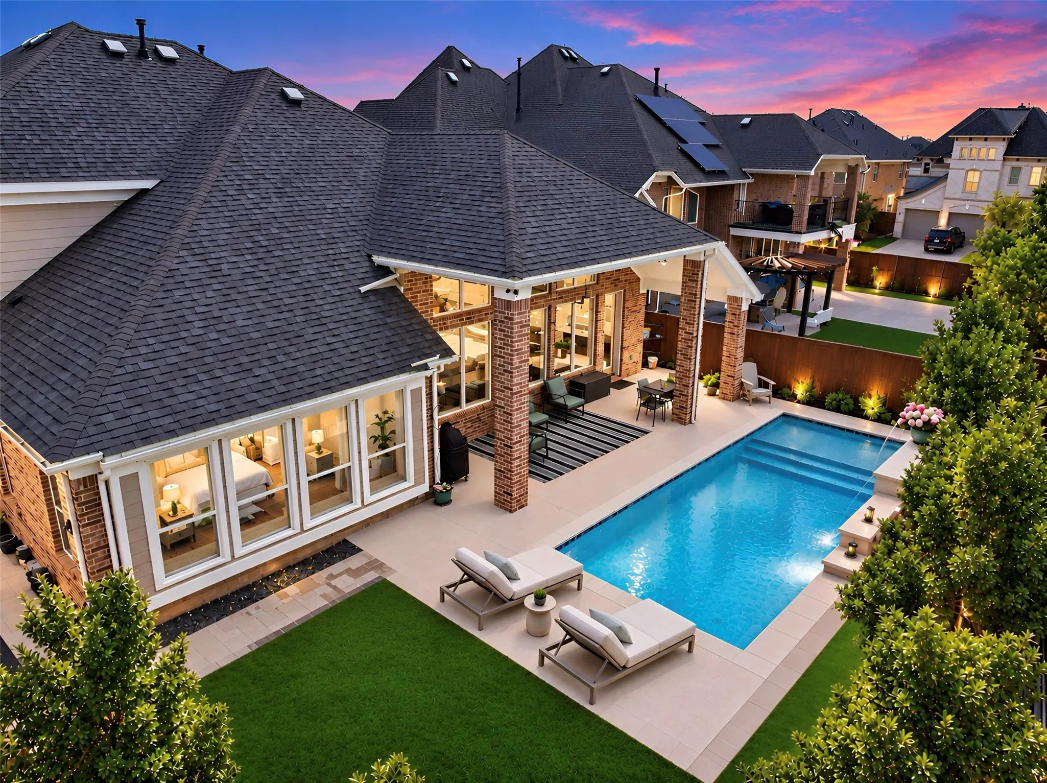 Pool and Backyard Virtual Twilight