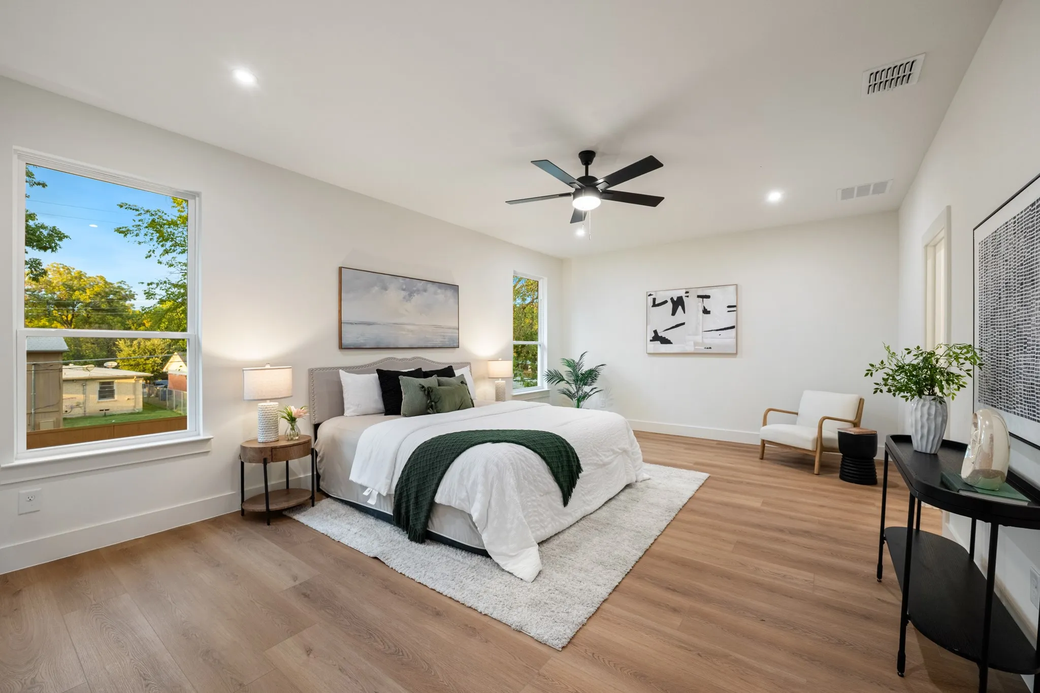 Oversized primary bedroom upstairs.