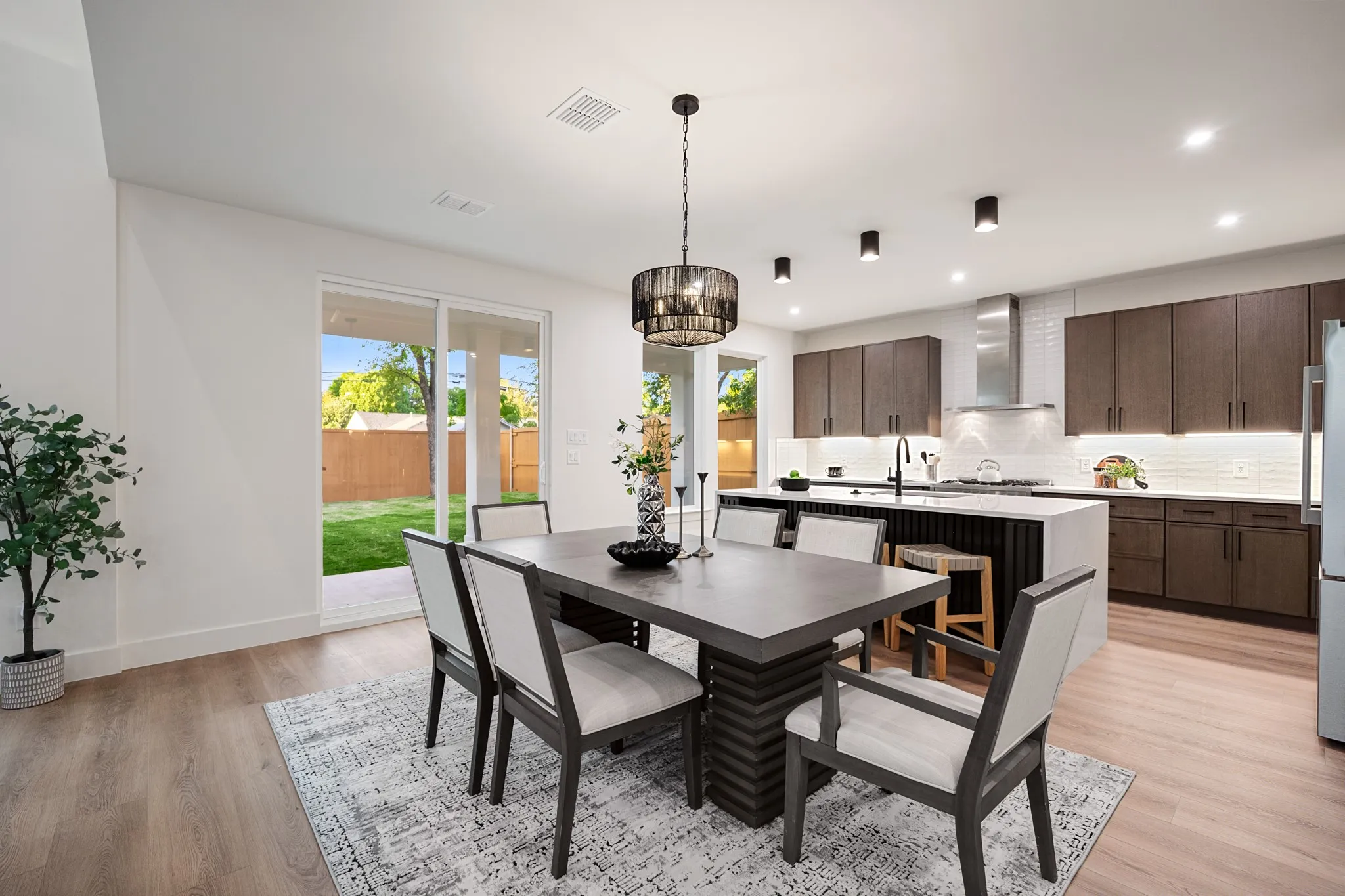 Custom amber cabinetry in the kitchen