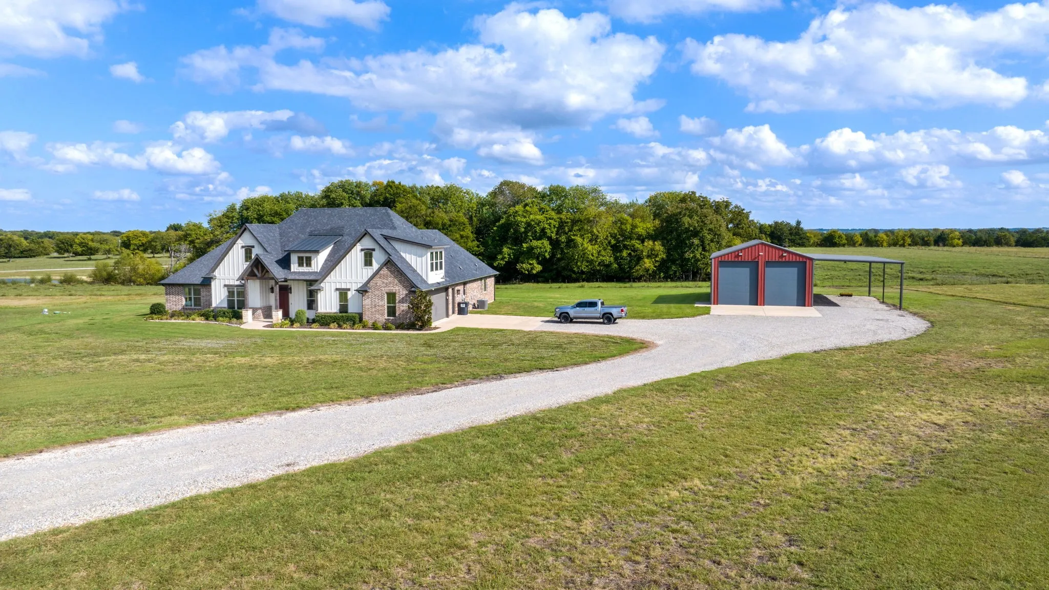 aerial photo of the front and driveway