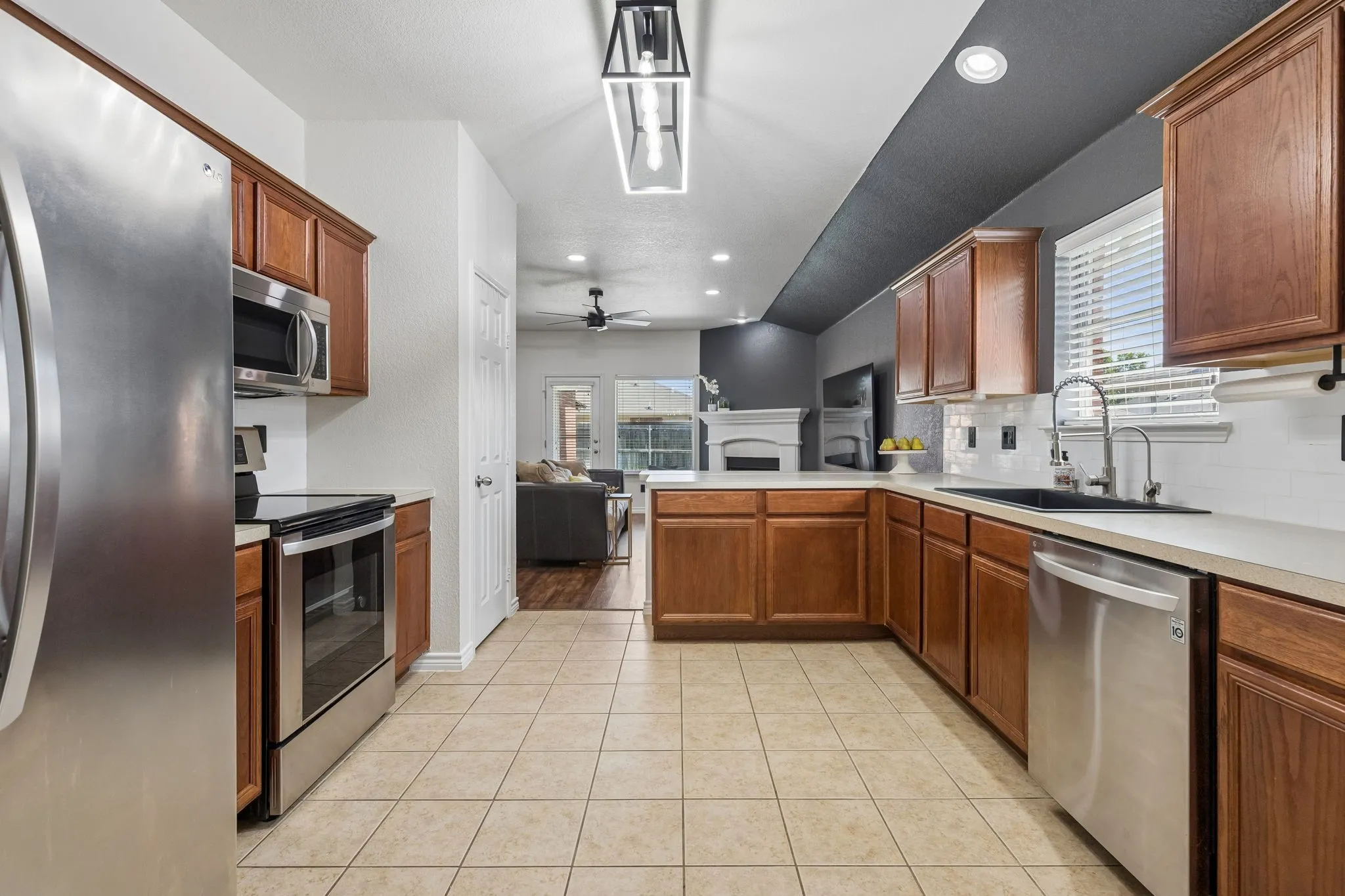 Kitchen with ample counter top and cabinet space