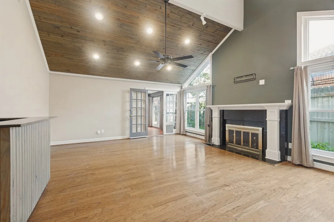 Wood burning fireplace