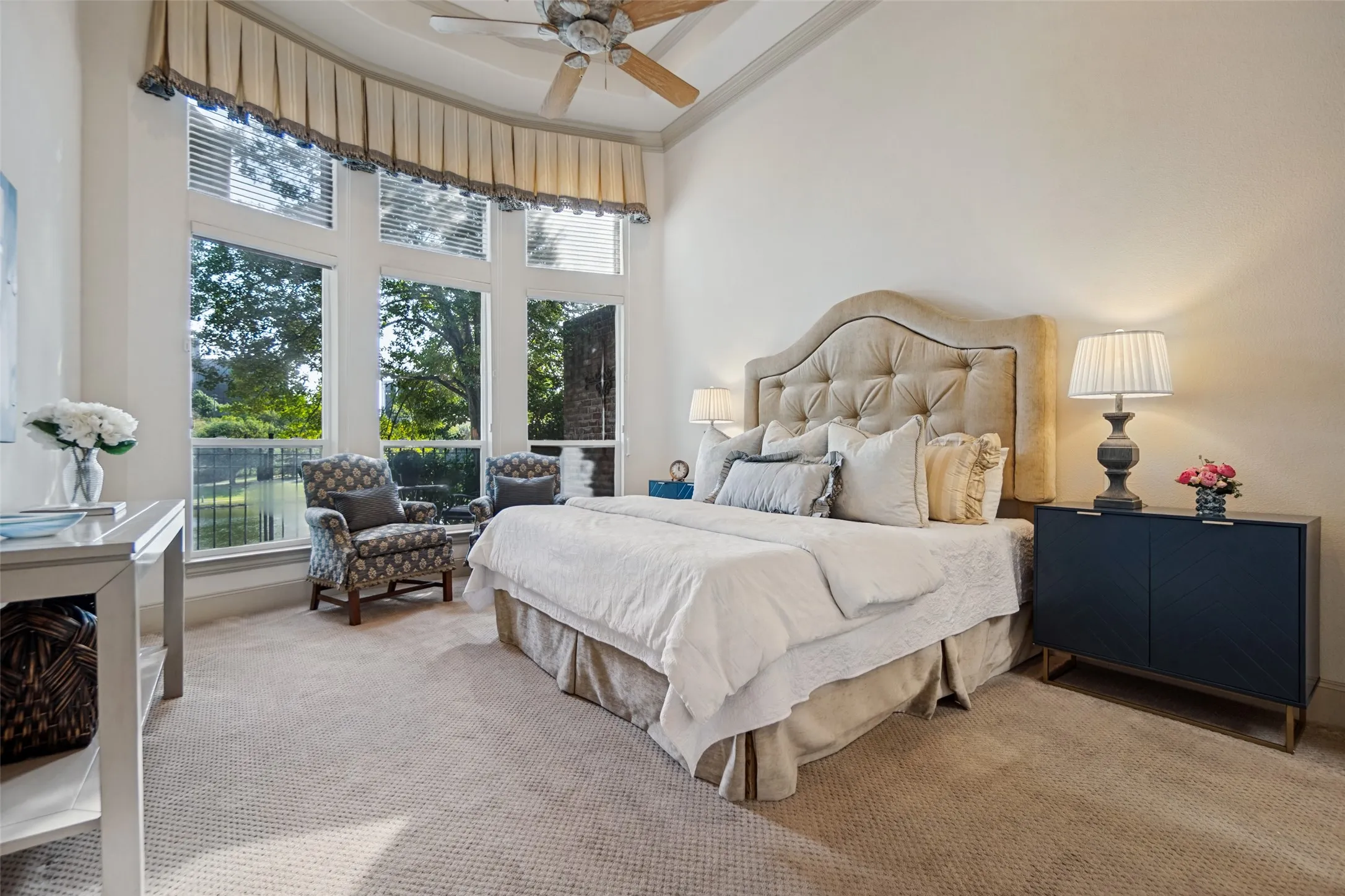 Primary bedroom with lake views