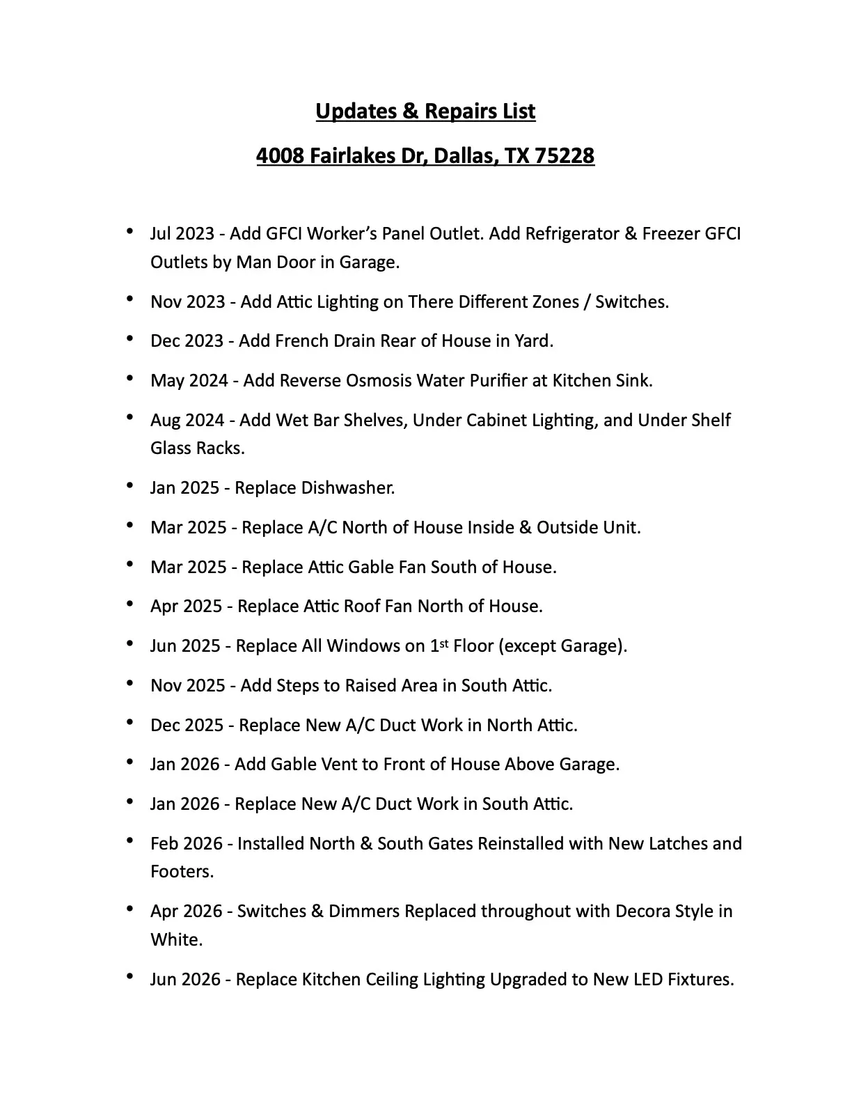 Updates & Repairs