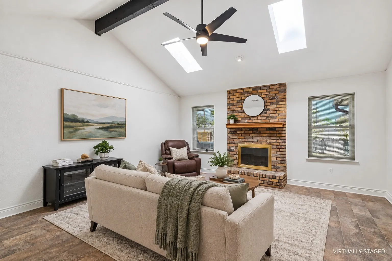 Living room with virtual staging