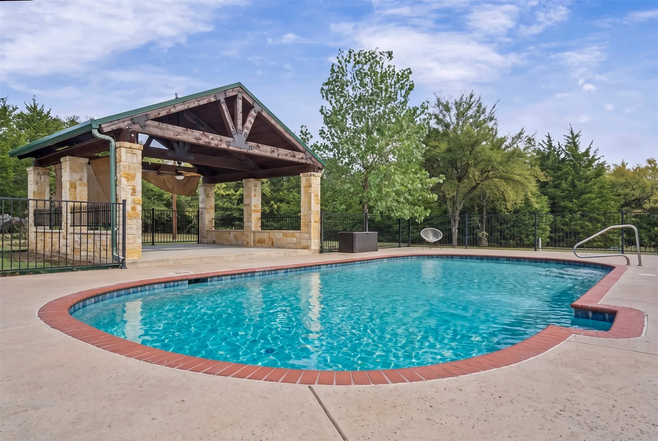 Fenced pool and cabana