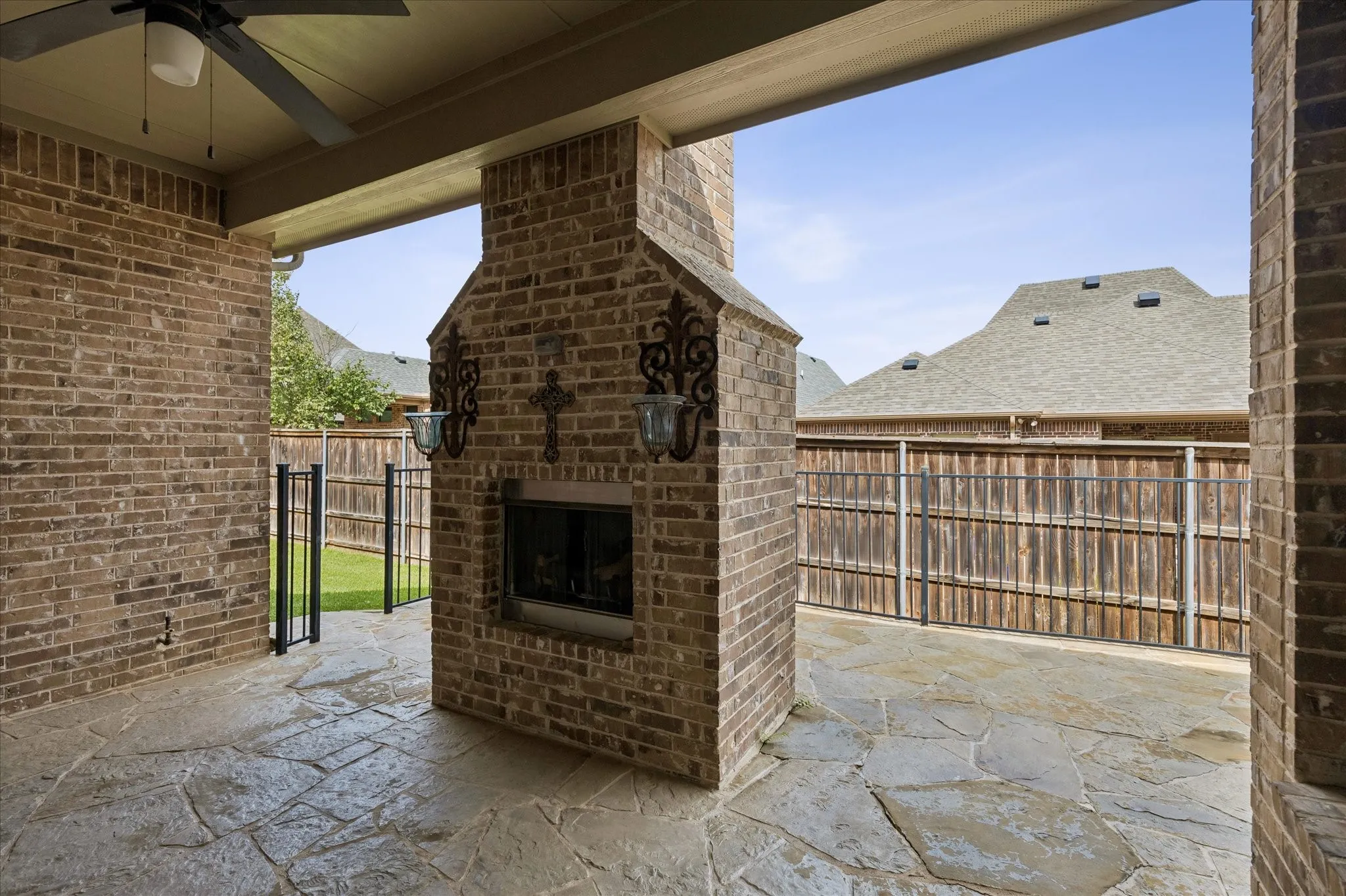 Outdoor living with gas fireplace