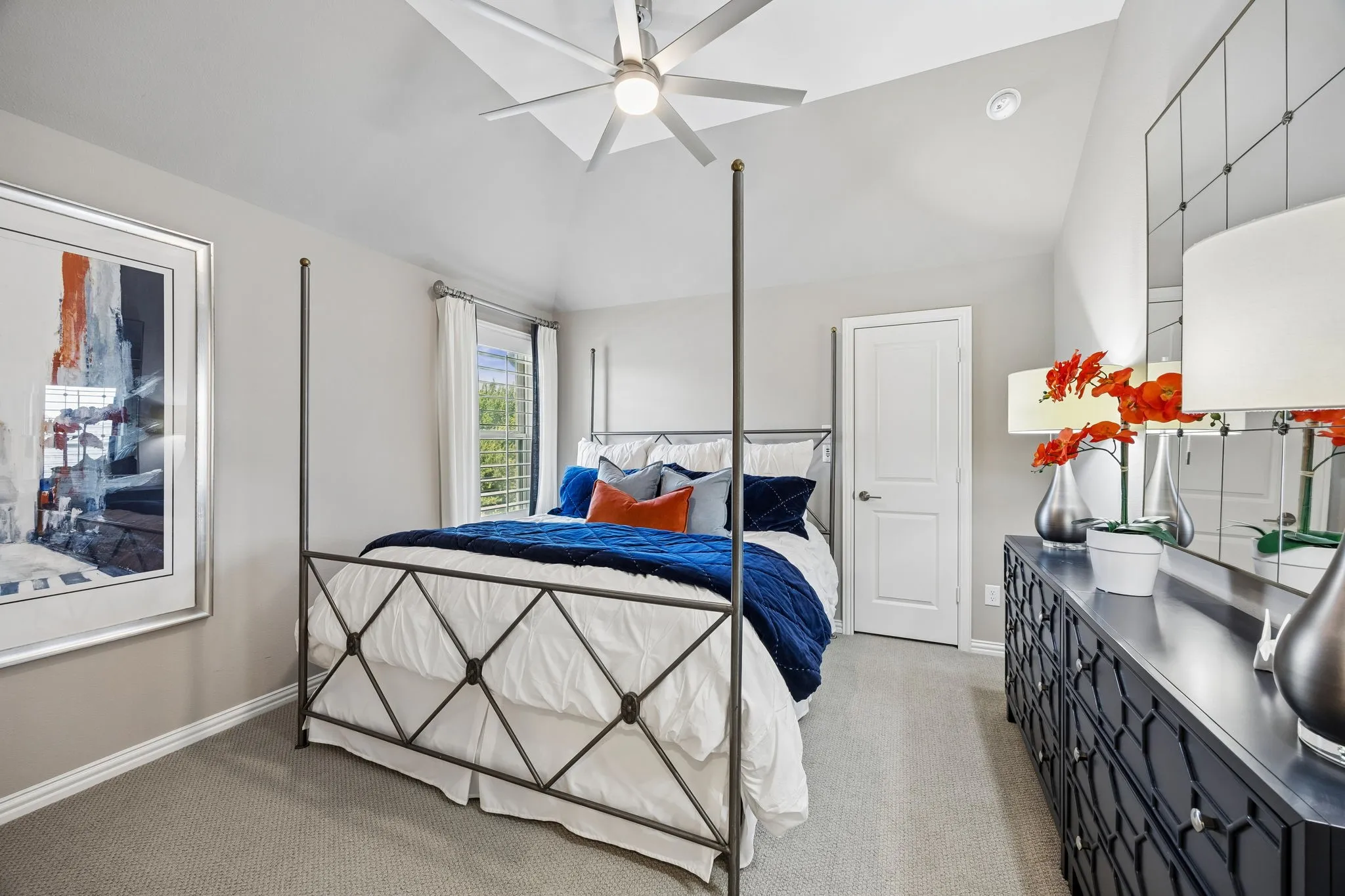 Fifth bedroom upstairs that is split from other two bedrooms and has a private ensuite bathroom.