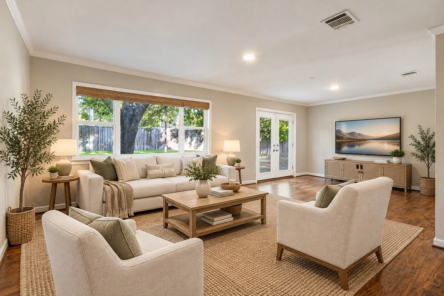 Another angle of the virtually staged family room