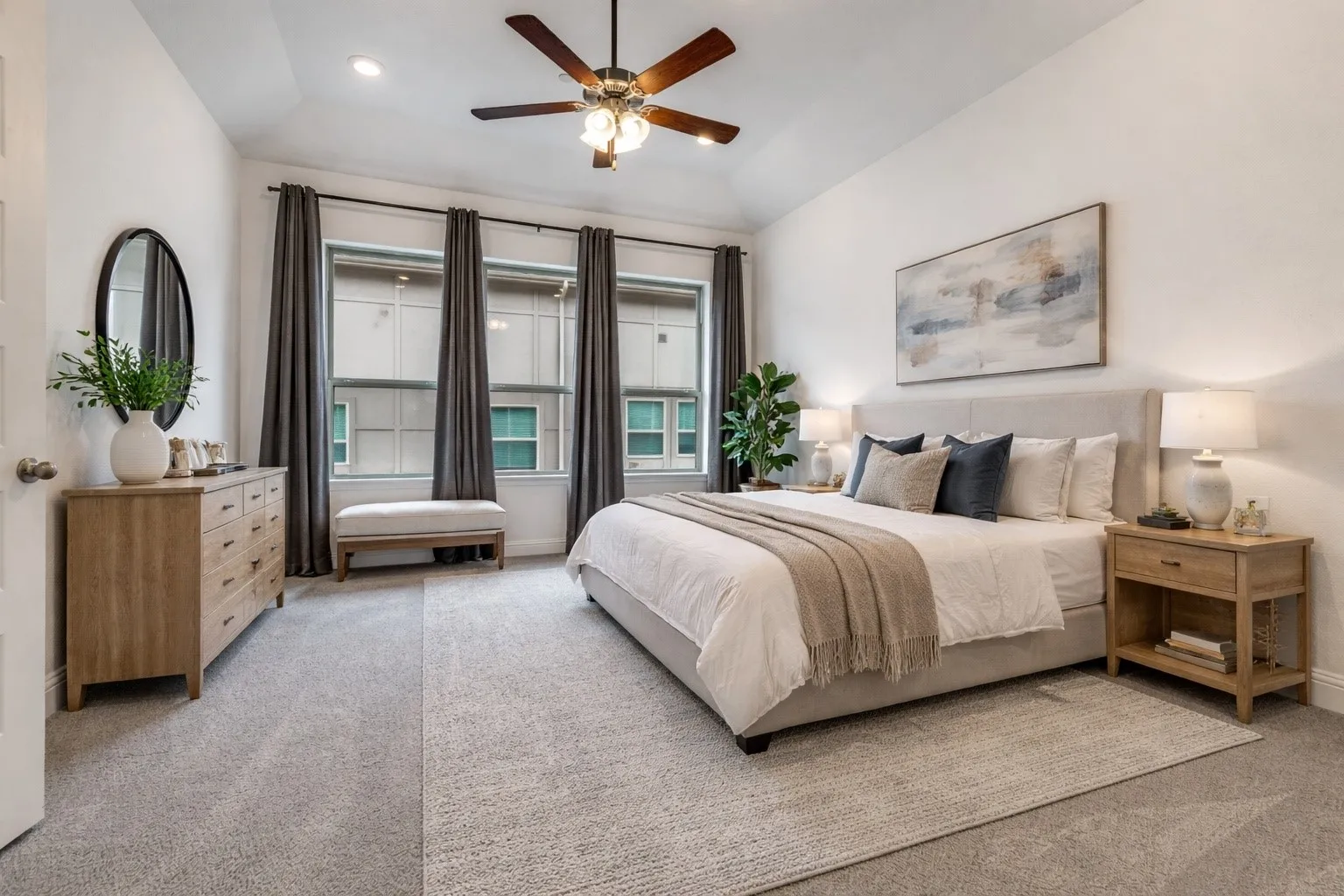 Virtually staged primary bedroom
