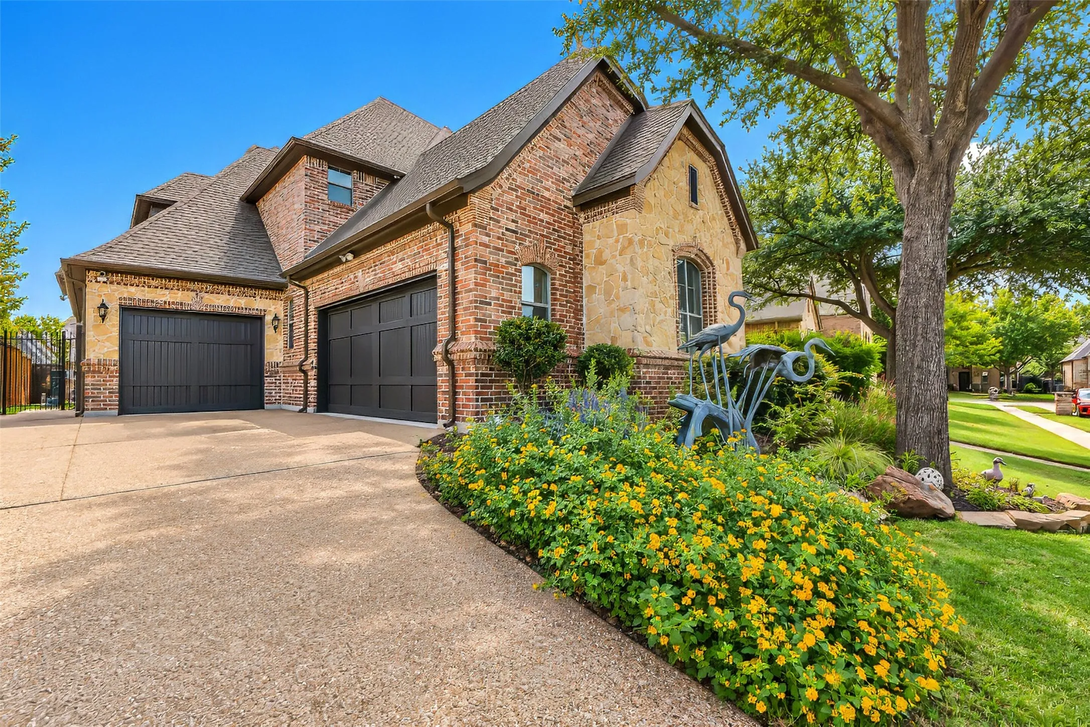 A convenient side entry 3 car garage