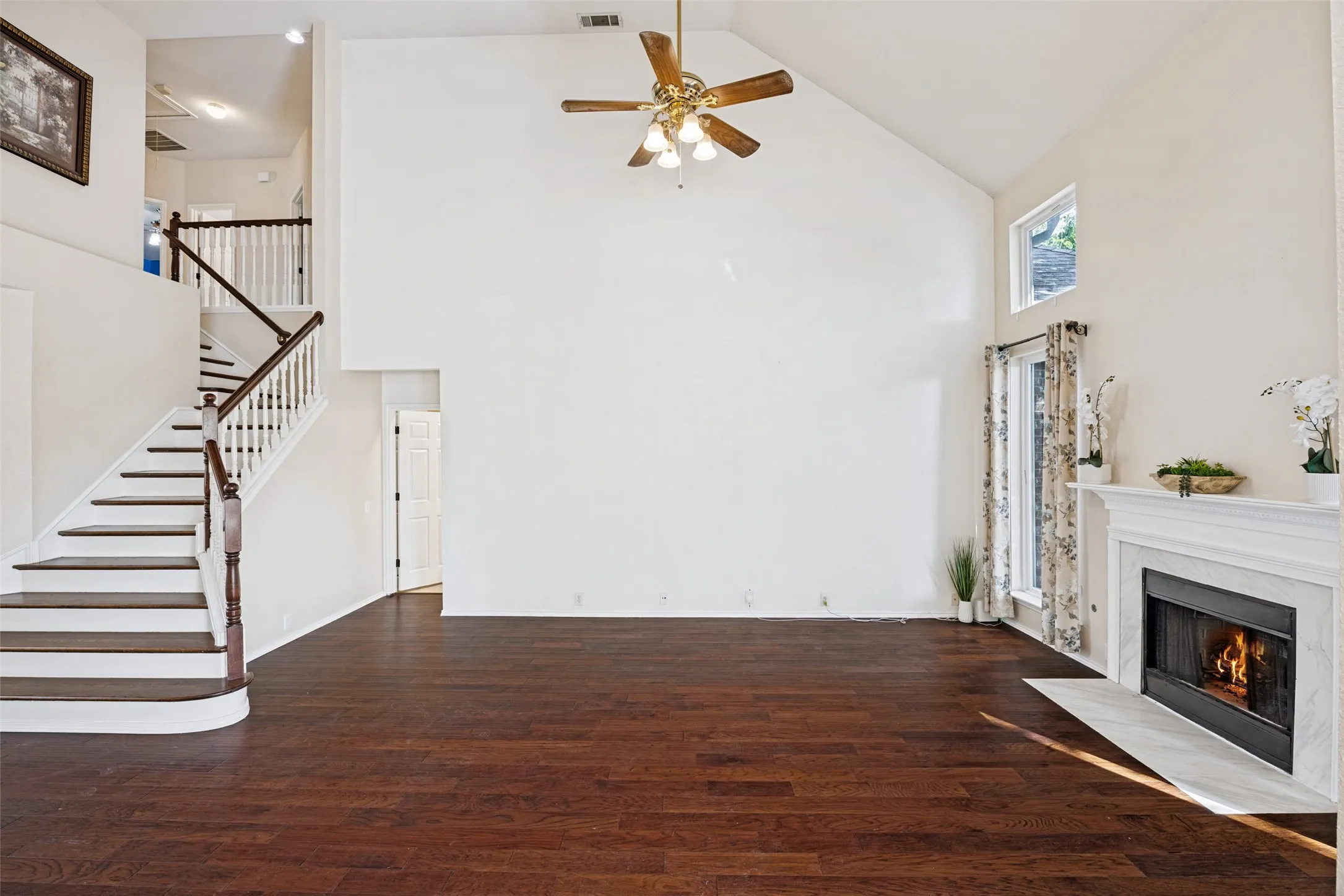 Living area with fireplace