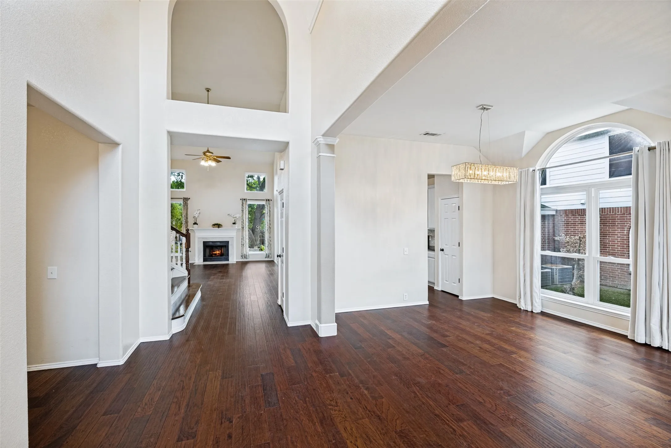 Front of home featuring sitting area and dining