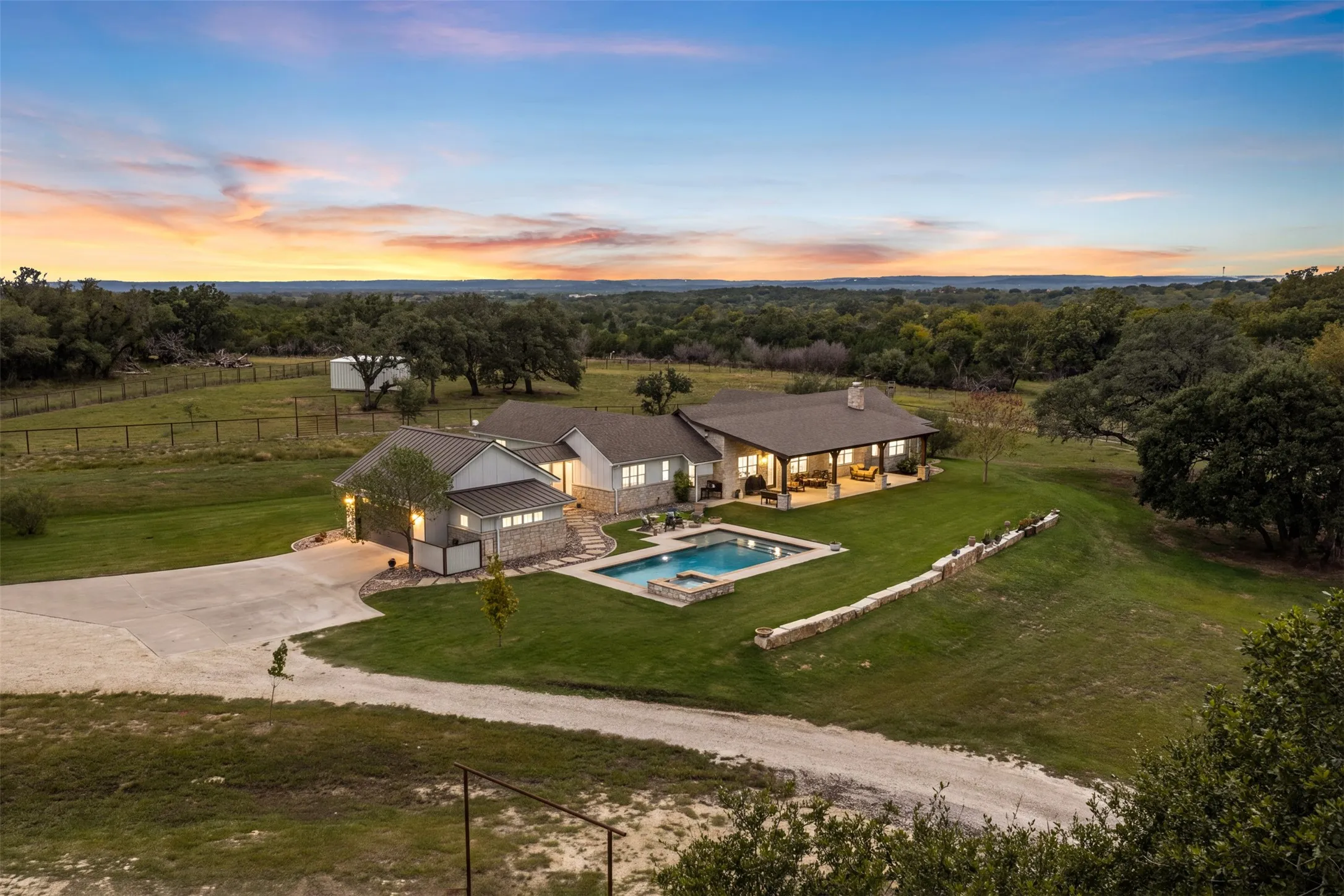 The main home offers privacy and hill top views.