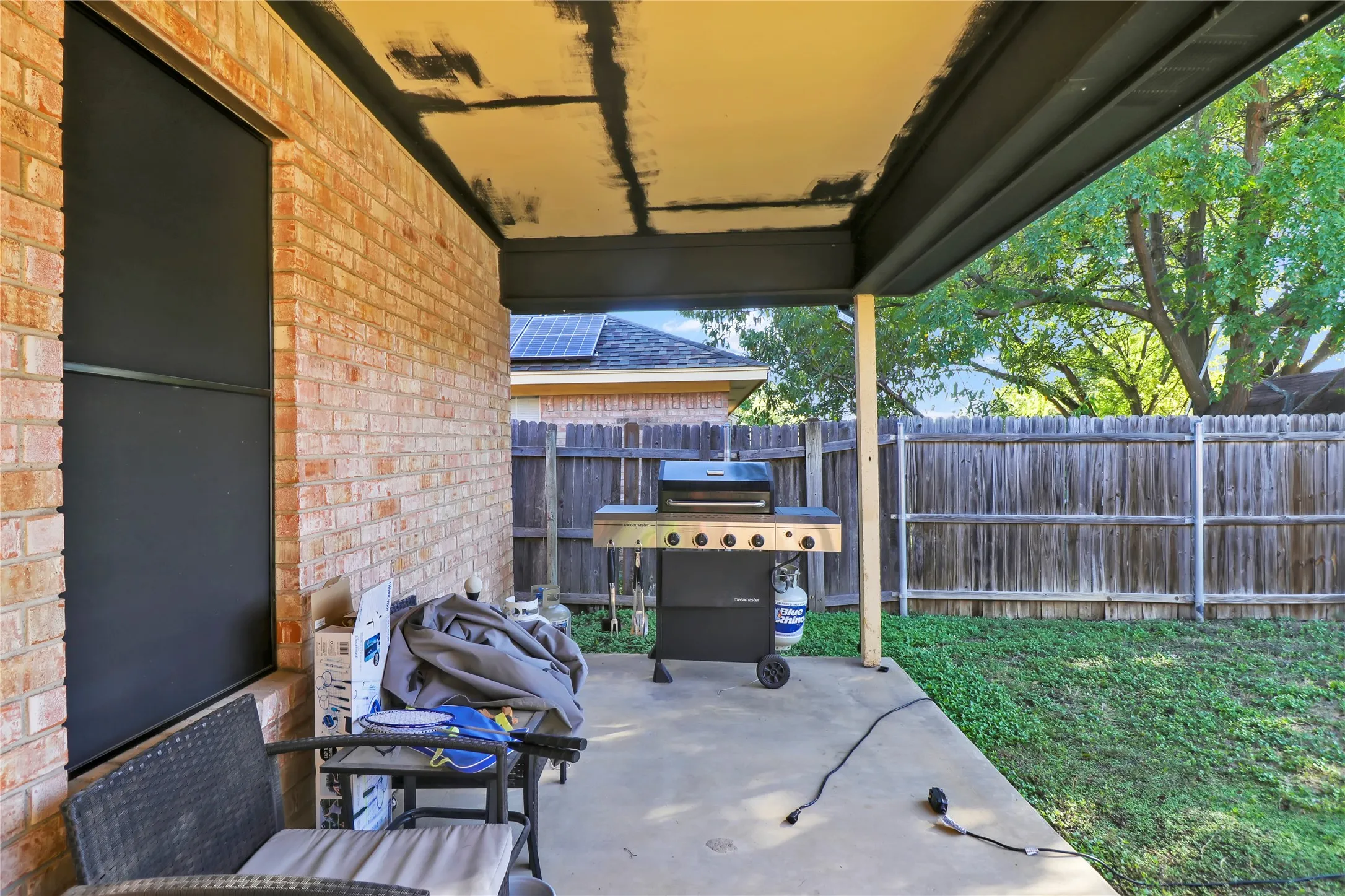 Long covered patio