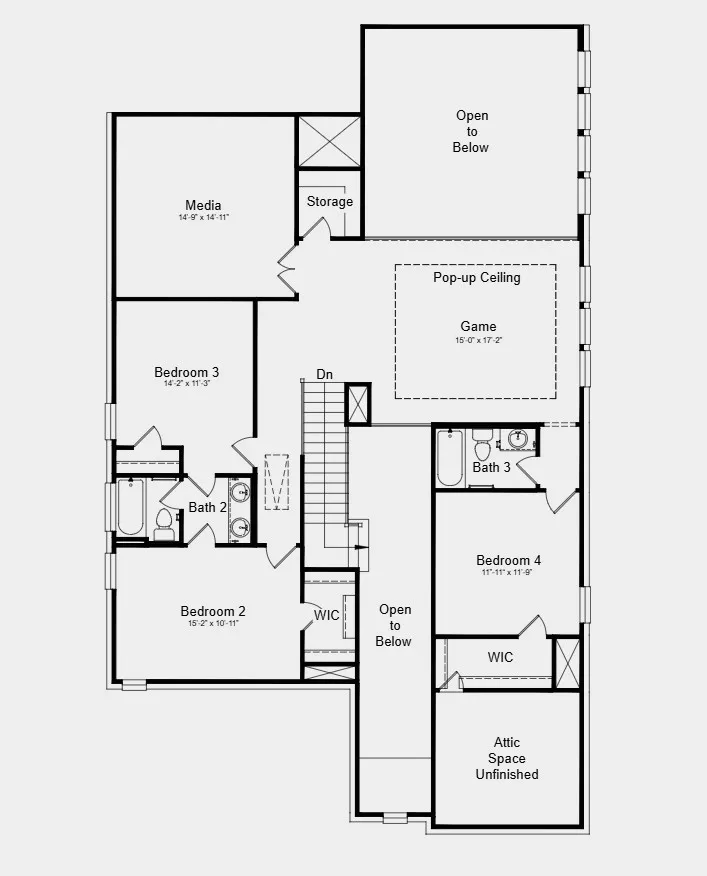 Second Floor Plan - Additional Highlights Include: Gourmet kitchen, slide in tub at primary bathroom, and extended owner's suite