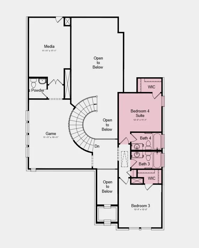 Second Floor Plan - Additional Highlights Include: an additional full bathroom upstairs, gas drop at back patio, and an extension to the primary bedroom and covered patio