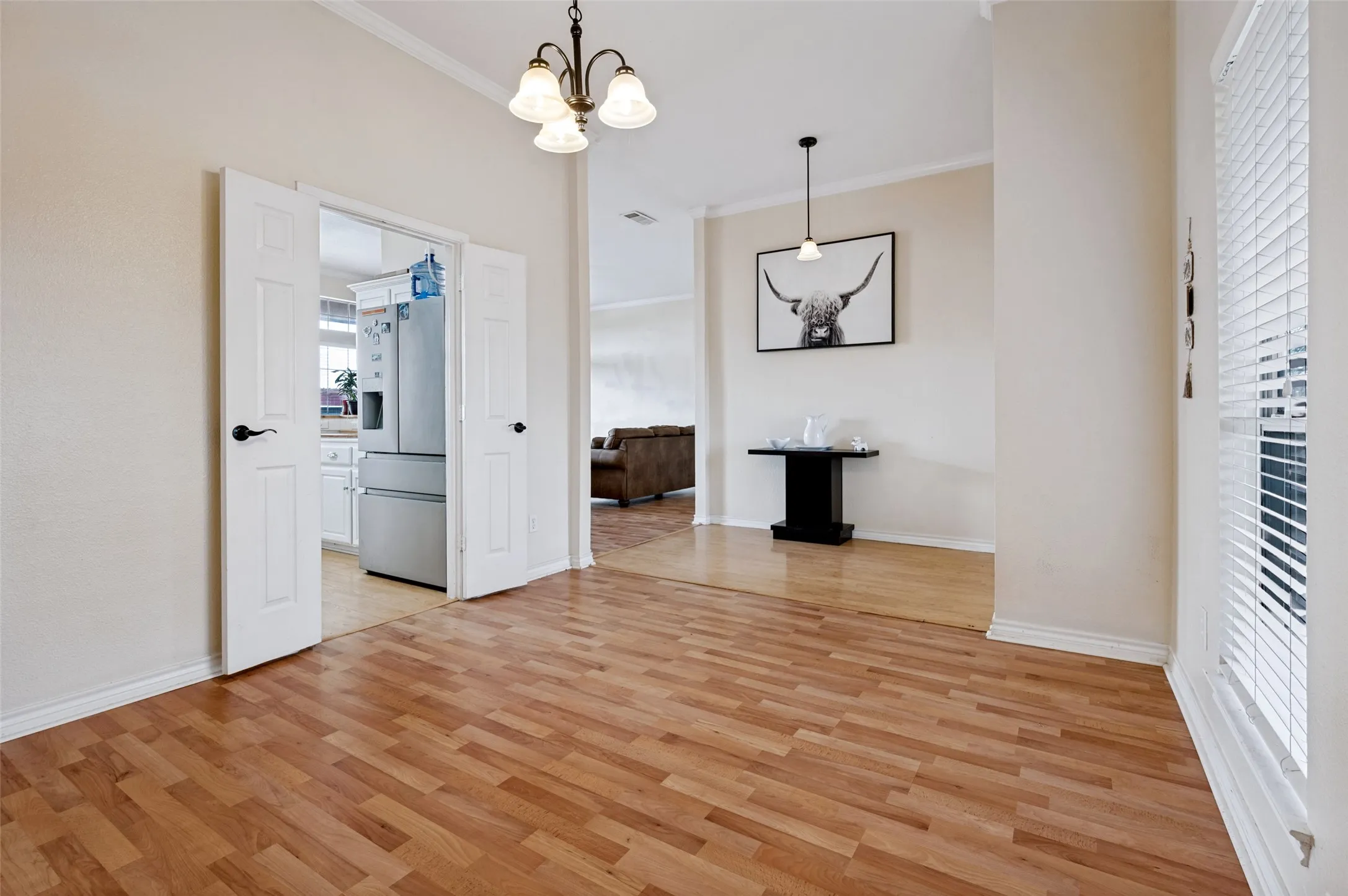 A versatile space that can easily accommodate a formal dining area, home office, or additional flex space to fit your lifestyle and needs.