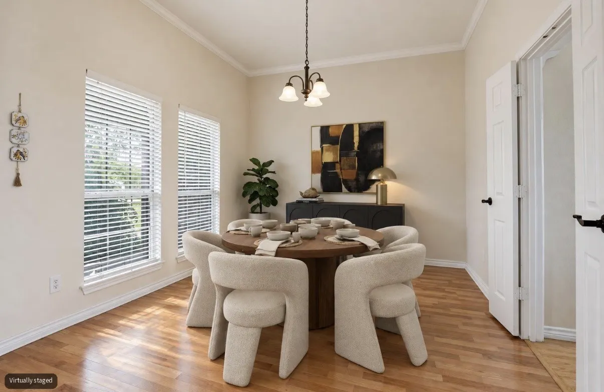 Virtually staged dining area.