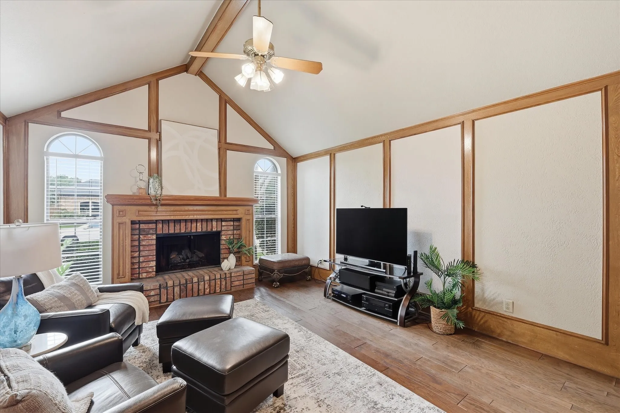 den or family room with second fireplace