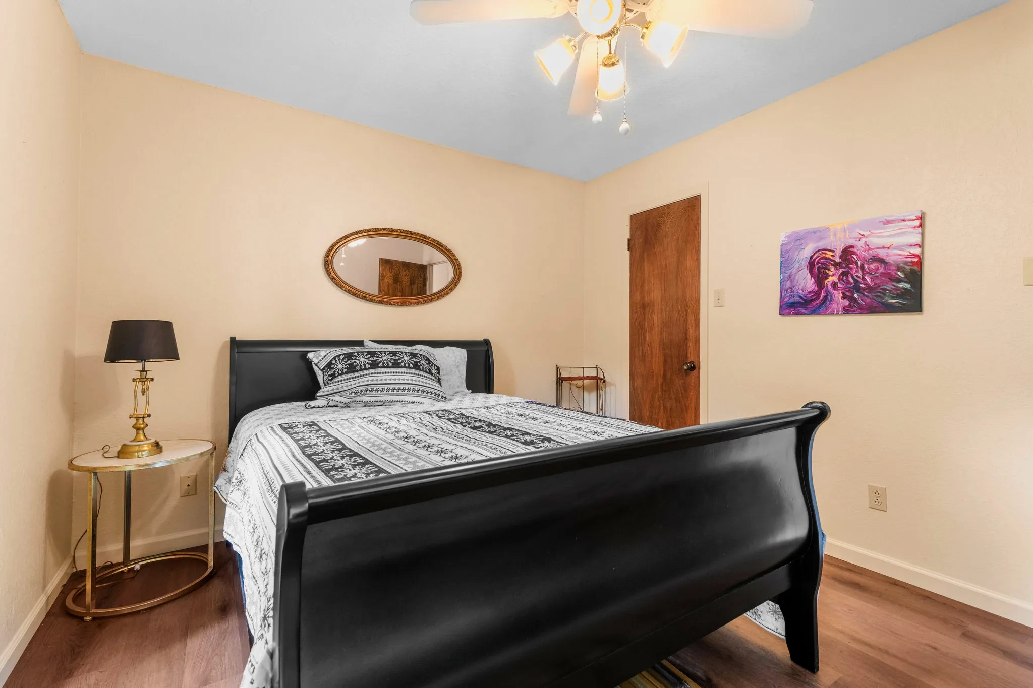 Warm and inviting guest bedroom.
