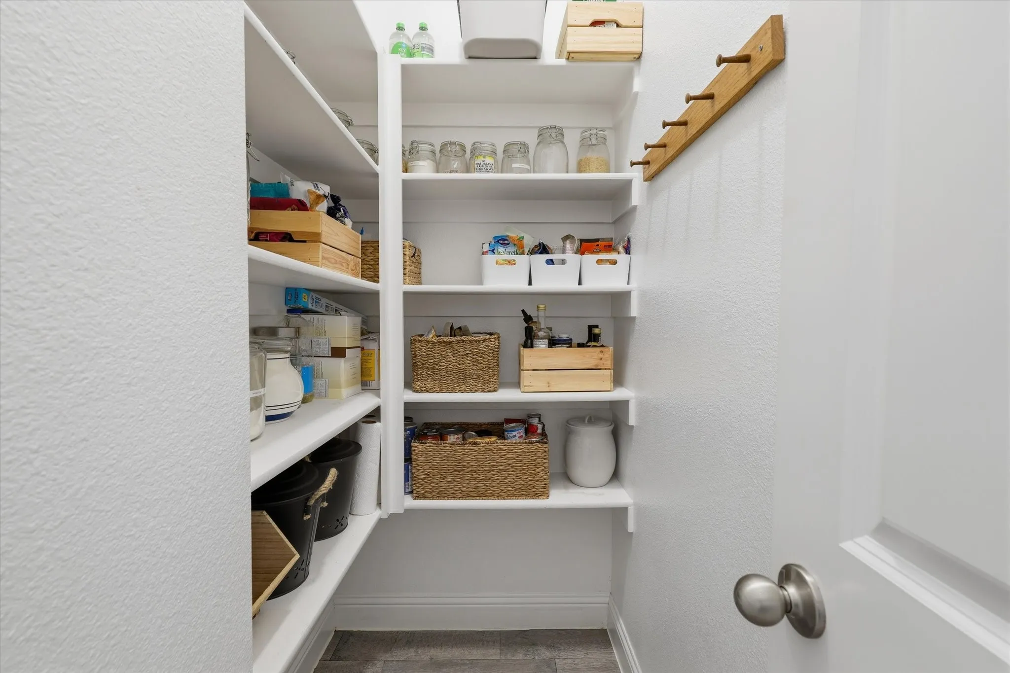 Great pantry with plenty of room for organizing all your staples.