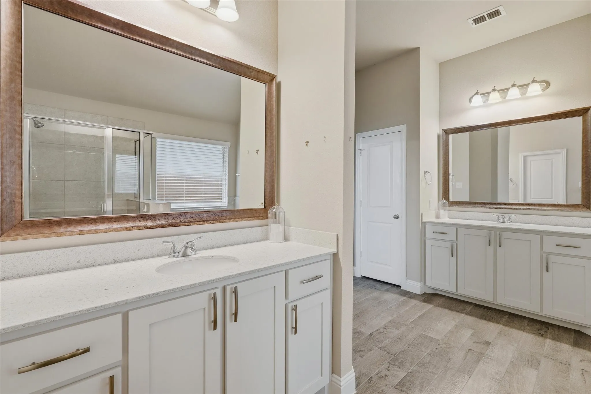 Dual vanities make sharing easier.