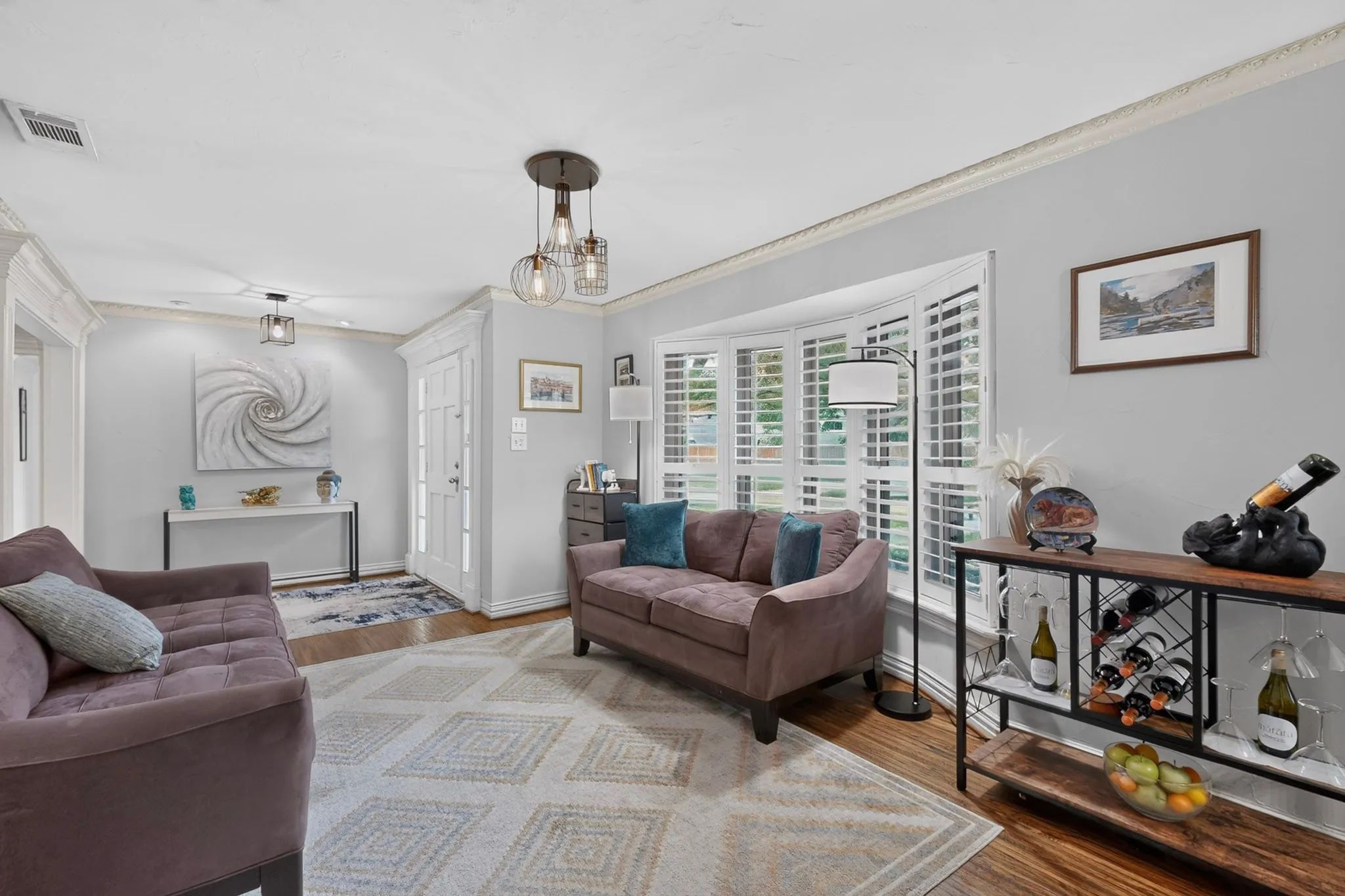 Great living area with gorgeous new windows