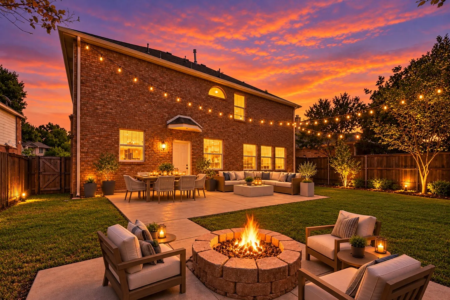 Virtual Twilight Backyard Fire Pit Retreat