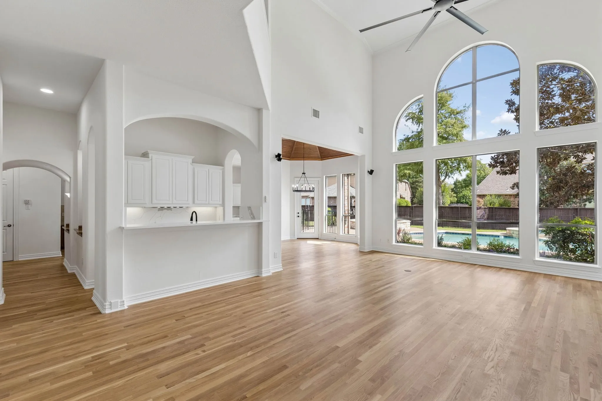 Bar-butlers pantry adds sophistication to hosting with access to formal dining and family room.