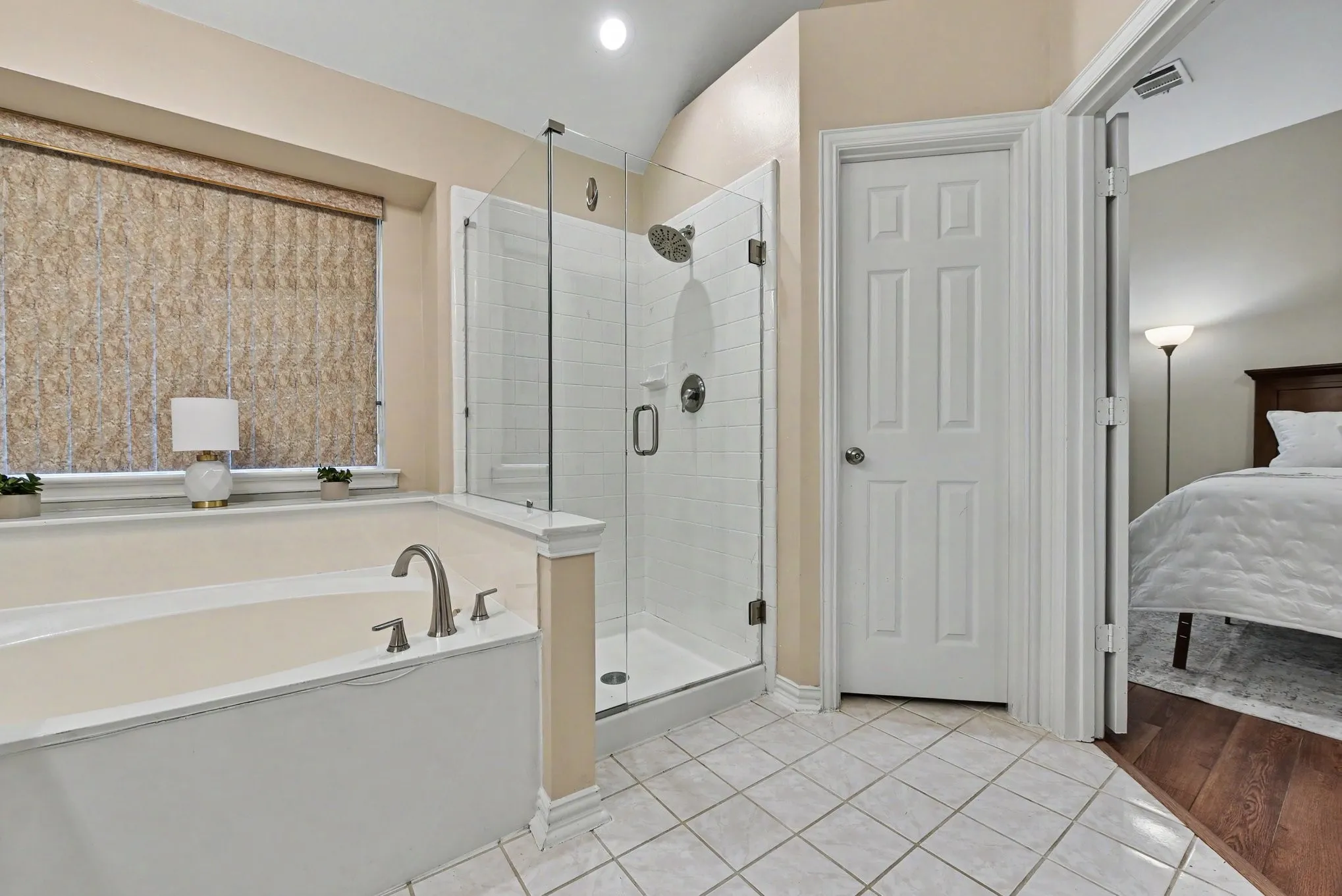 Primary bath with garden tub and walk-in shower