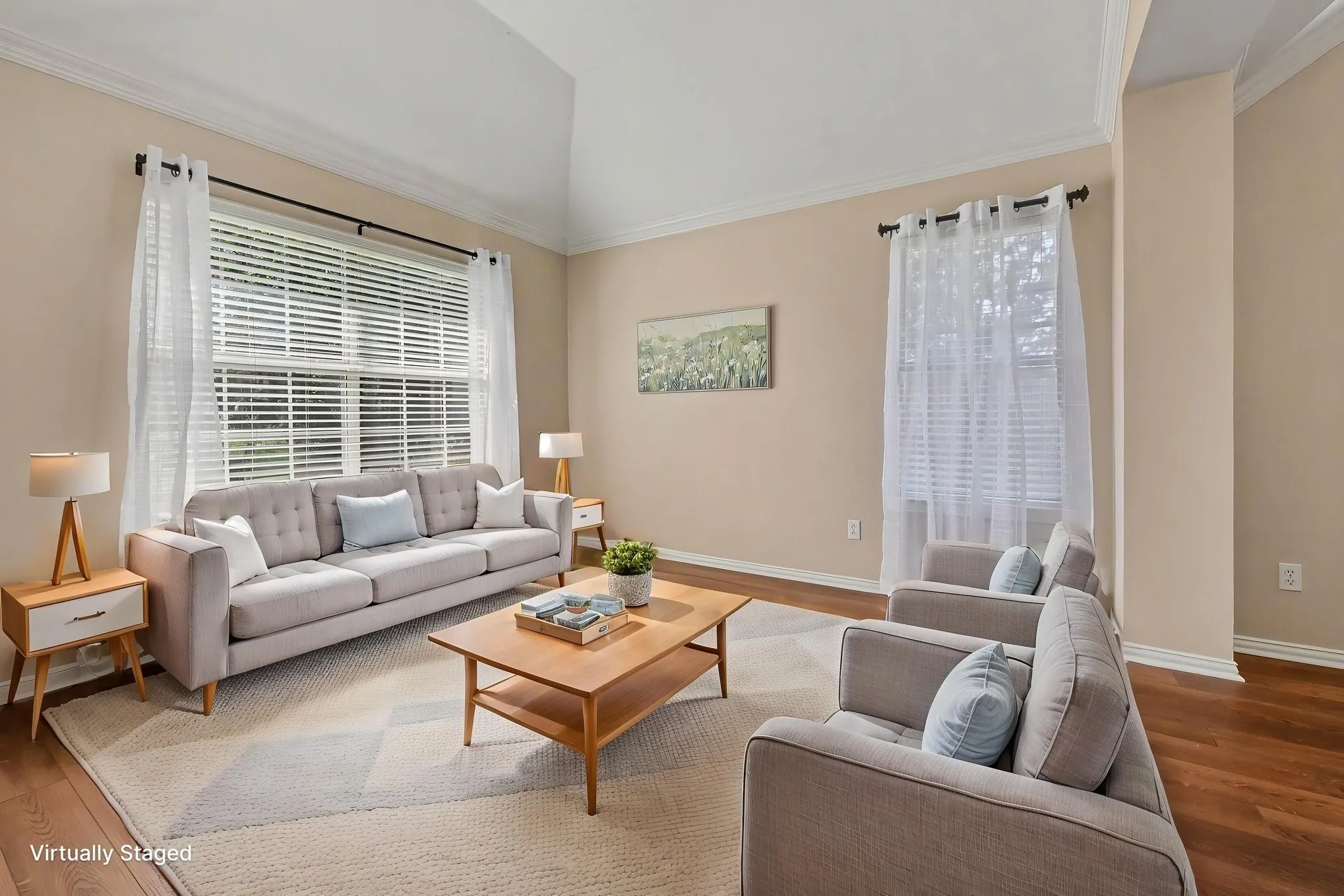 Living room virtually staged
