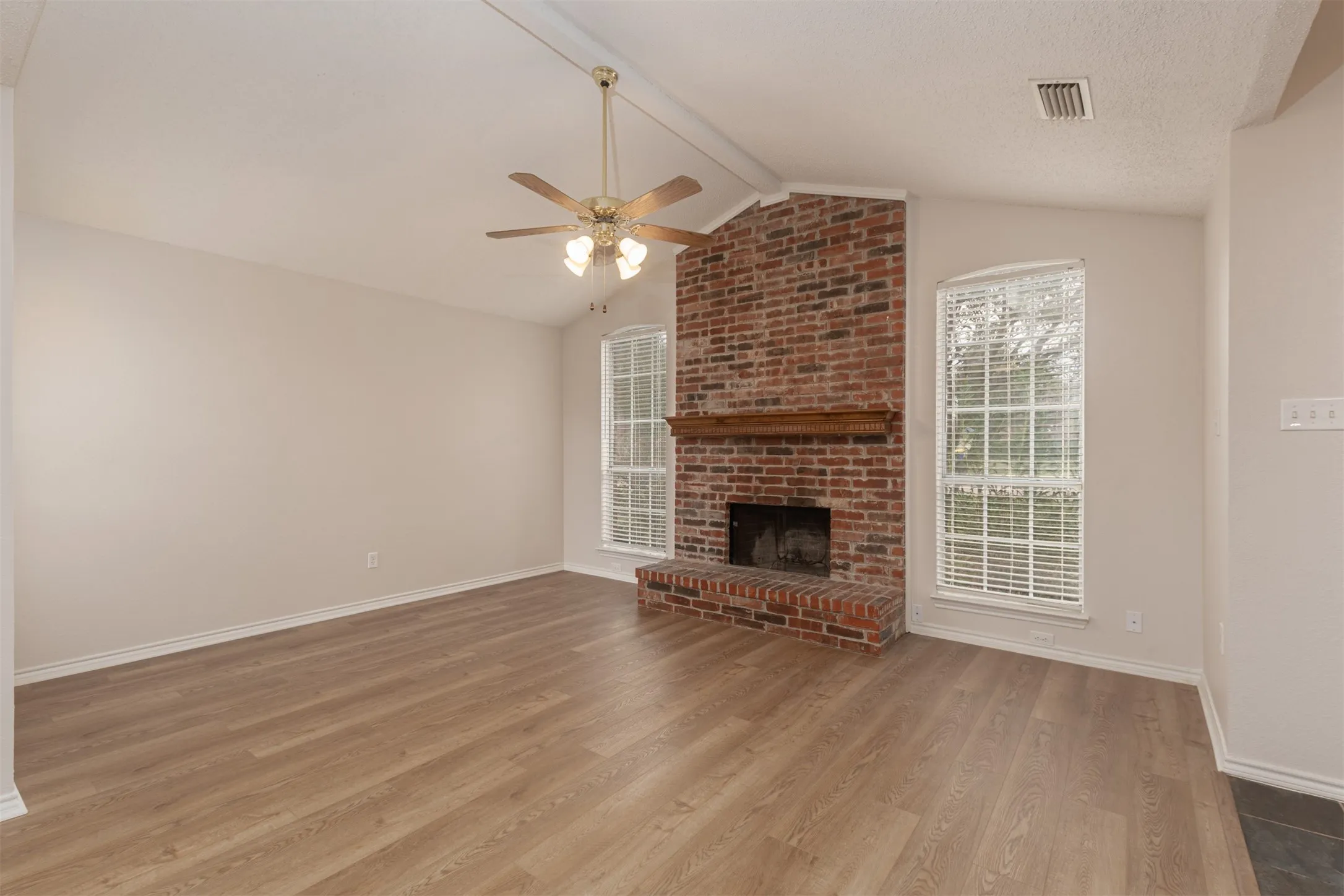 Cozy living room with brick Fireplace
