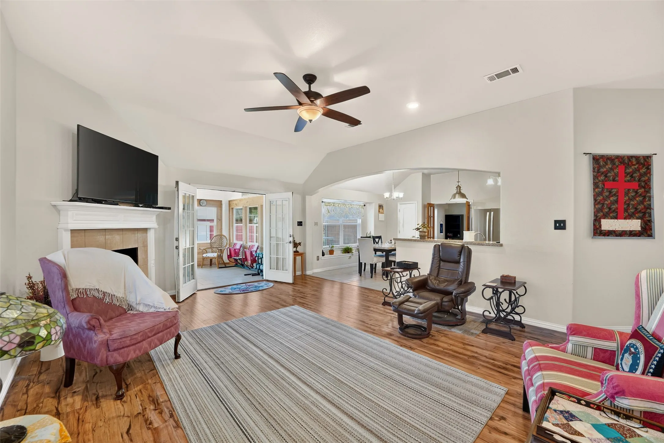 Alternate view showing the open-concept living  and dining areas.