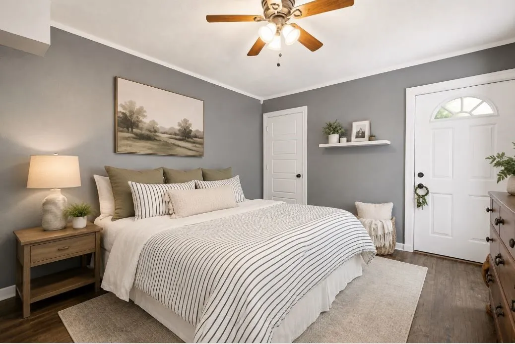 Some furniture & décor virtually staged