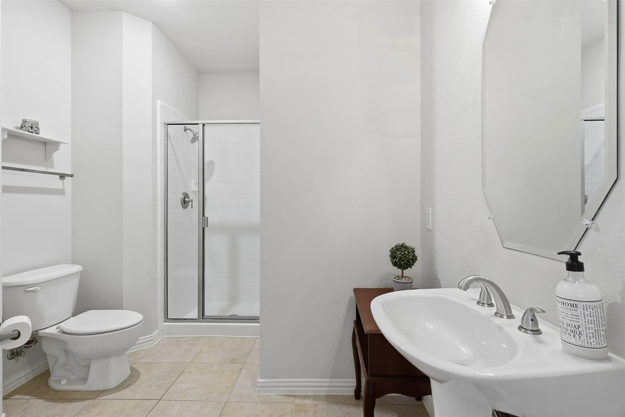 Full bath serves as guest bath downstairs.