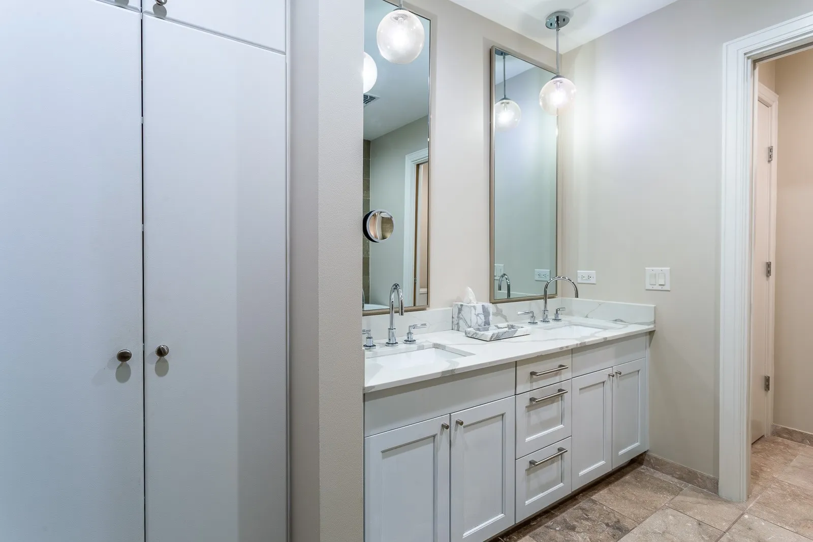 Primary Bath provides lots of storage.