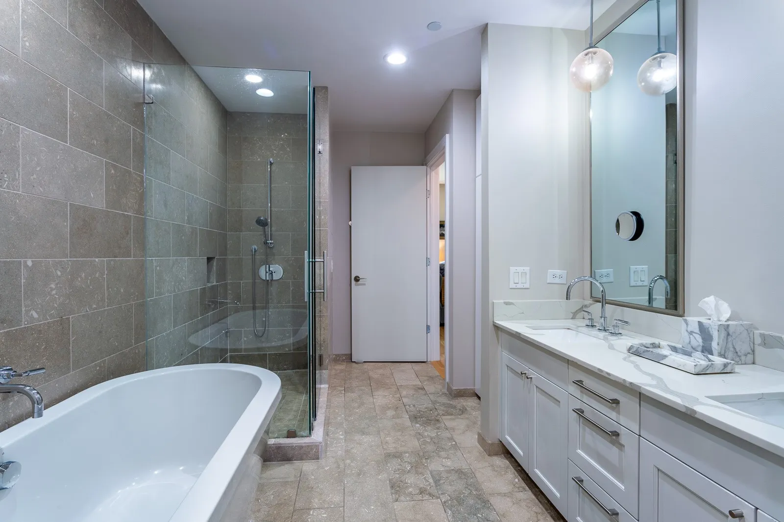 Separate shower & tub.