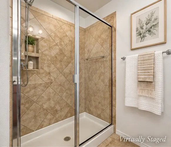 Virtually staged view of the Primary Shower