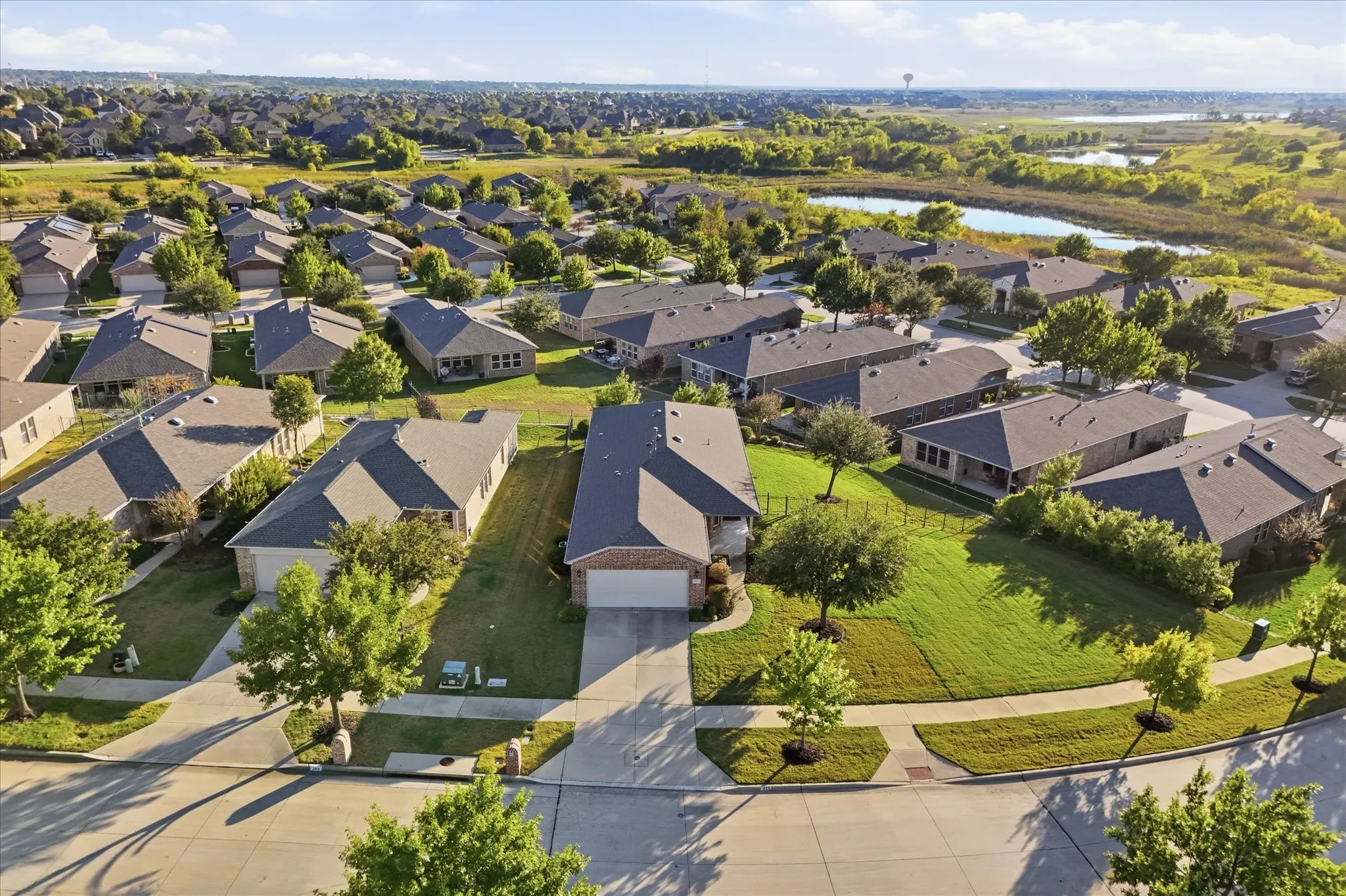 Aerial view of the home and yard.