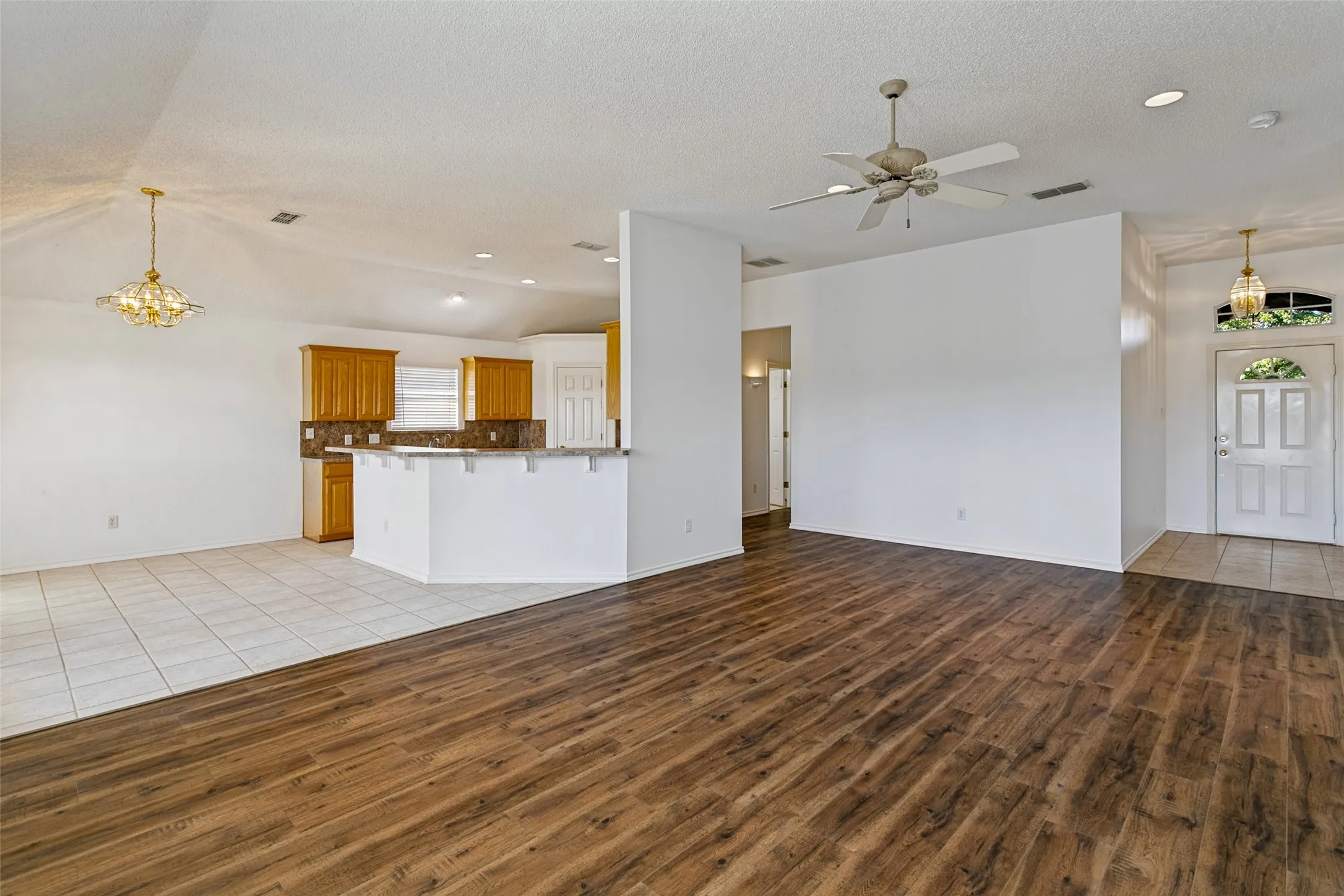 Living, dining and kitchen flow seamlessly