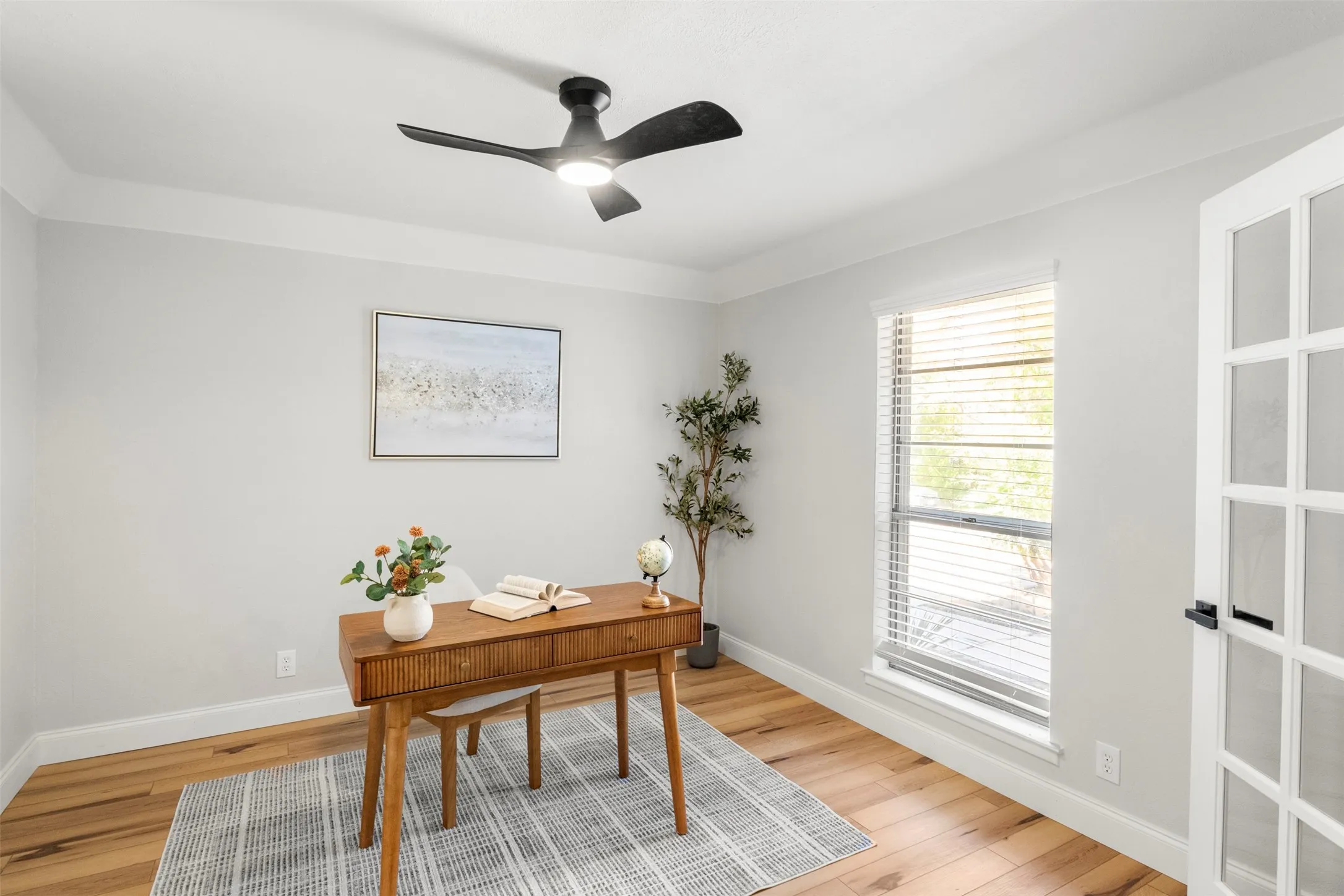 French doors give the separate office privacy while keeping it connected to the home.