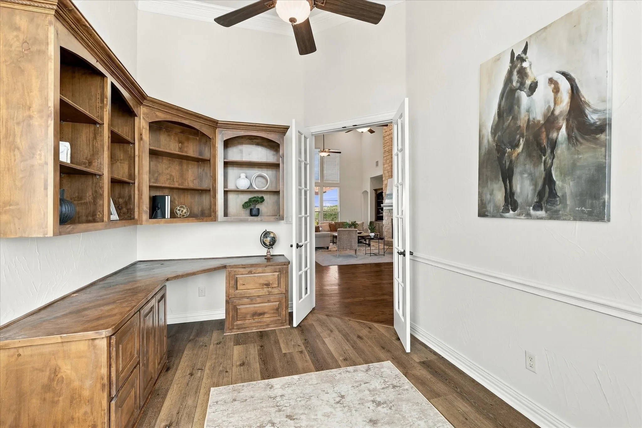 CUSTOM BUILT-IN desk and bookshelves