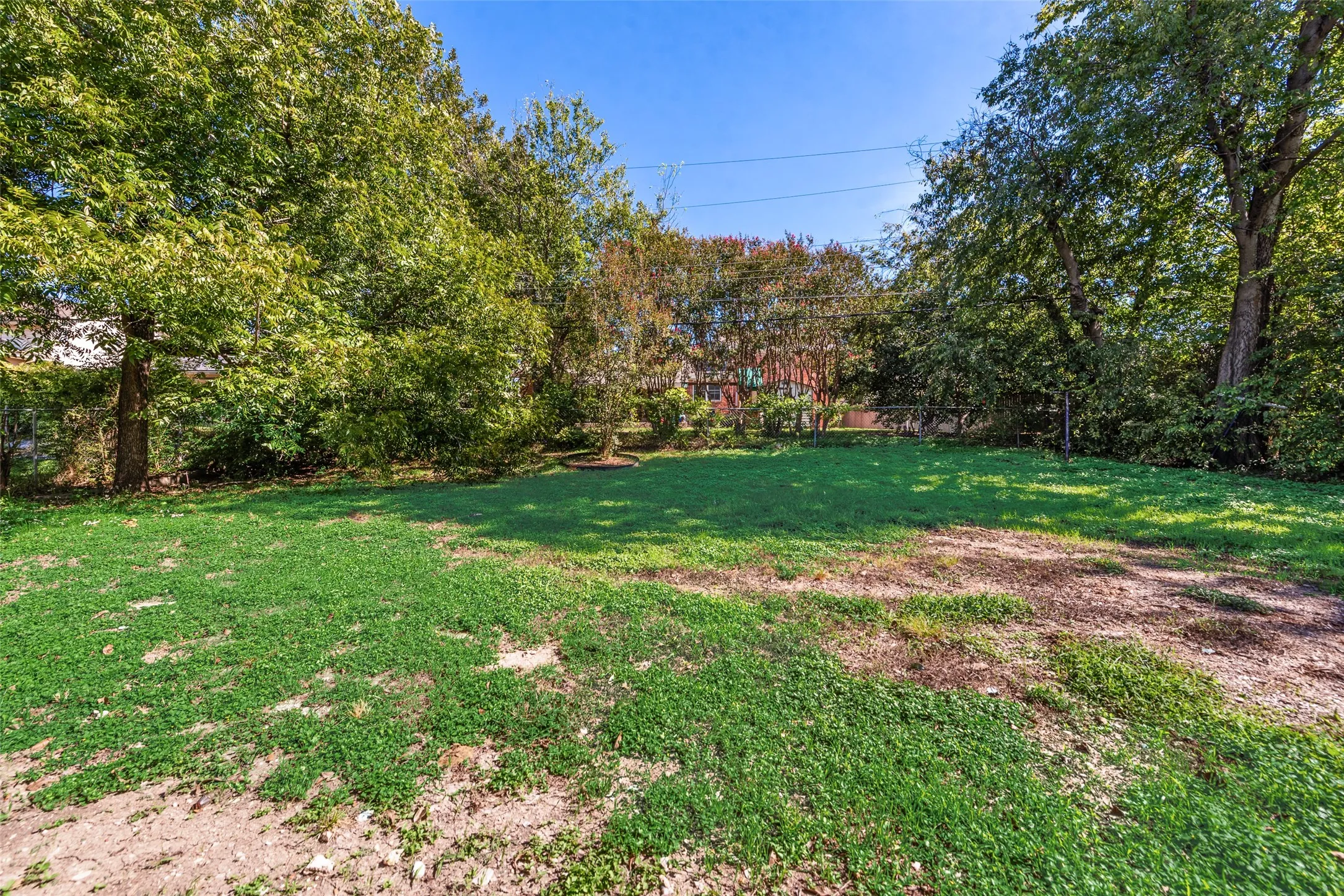 Expansive backyard featuring mature trees and established perimeter foliage