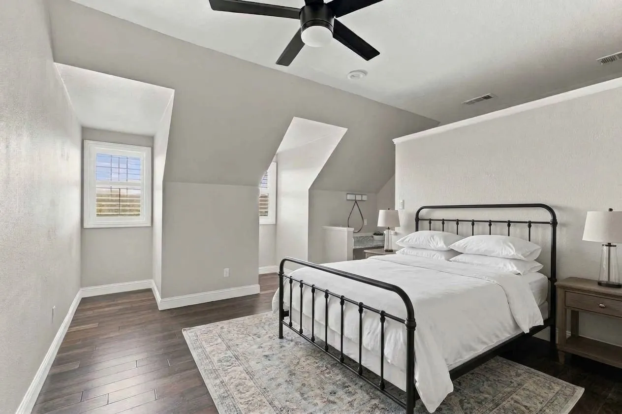 Spacious Secondary Upstairs Middle Bedroom with Vanity or Built-In Desk and Large Walk-in Closet