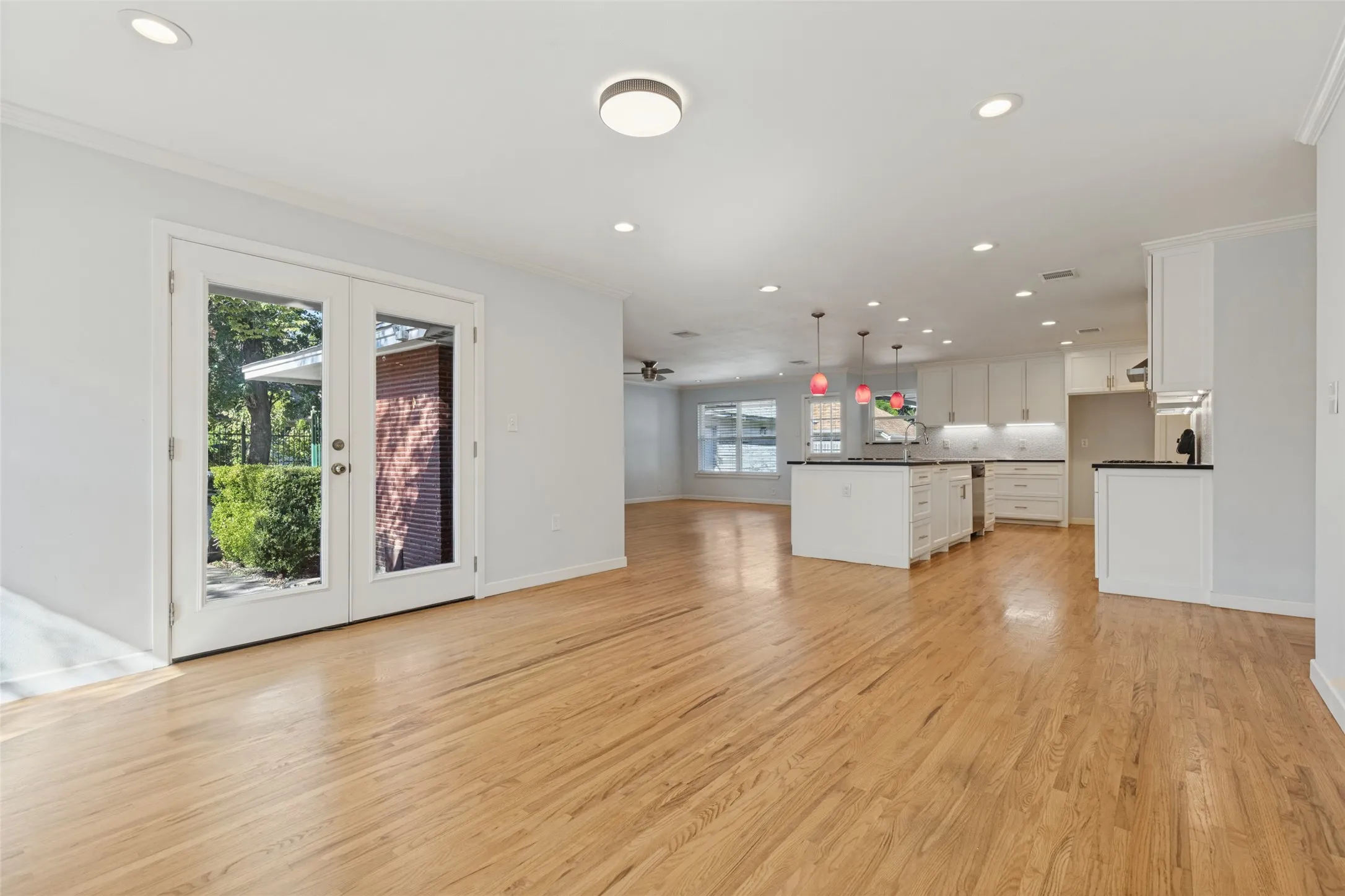 double doors dining room, leads to the driveway entrance