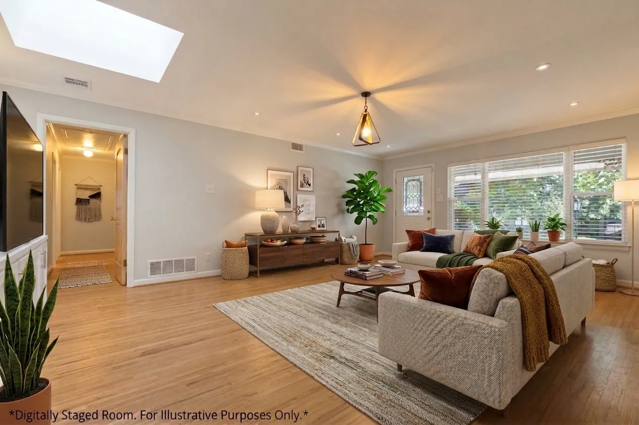 Living room with views to the front yard